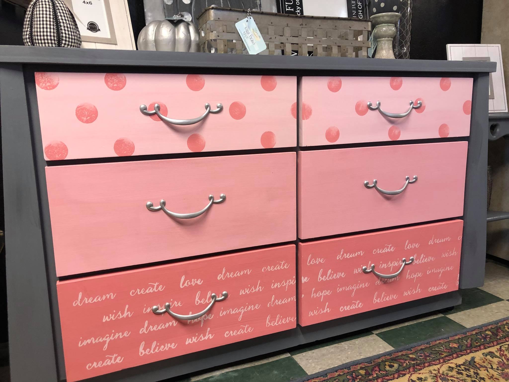 Pink and black deals dresser